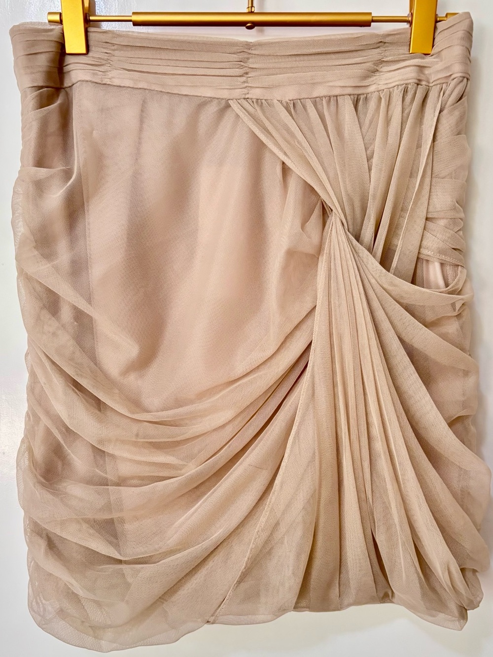 Tommy Hilfiger| NEW Nude Draped Sheer Mesh Tulle Mini Skirt Sz 4 NWT